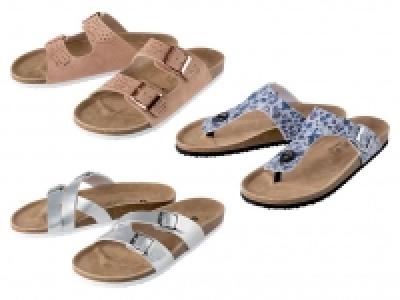 ESMARA® Pantoletten Damen, mit anatomisch geformtem Fußbett, Lederdeck
