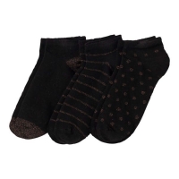 NKD  Damen-Sneaker-Socken mit Glitzer-Effekten, 3er-Pack