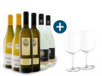 Lidl  6 x 0,75-l-Flasche Weinpaket Weiße Vielfalt mit 2er Weißwein-Gläserset