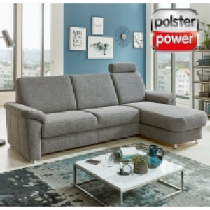 polsterpower Ecksofa - grau - Flachgewebe - mit Liegefunktion und Stau