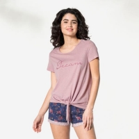 NKD  Damen-Schlaf-T-Shirt mit modischem Knoten, Mix&Match