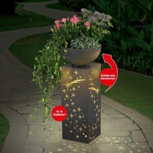 Netto  EASYmaxx LED-Dekosäule Beton-Optik 59cm mit Pflanzschale