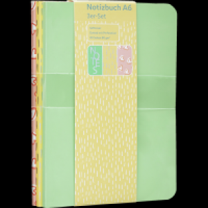 Ideenwelt Notizbuch A6 3er Gr&uuml;n/Gelb/Herzen