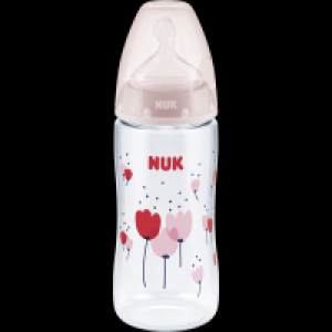 Rossmann Nuk First Choice+ Babyflasche mit Temperature Control Anzeige 300 ml, Tulp