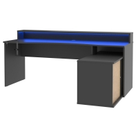 Roller  Gamer-Schreibtisch - schwarz - mit LED-Beleuchtung - 200 cm breit