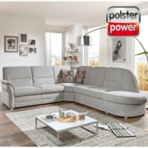 polsterpower Ecksofa - silber - Recamiere rechts - verschiedene Ausfüh