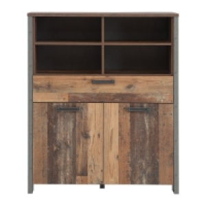Roller  Highboard - Old Wood Vintage - grau-Betonoptik - 107 cm breit