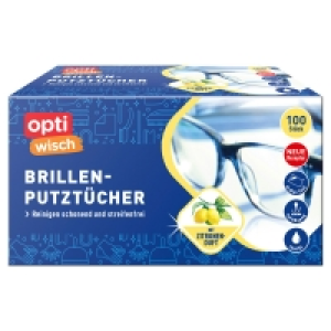 Aldi S&uuml;d  OPTIWISCH Brillenputzt&uuml;cher 100 St&uuml;ck