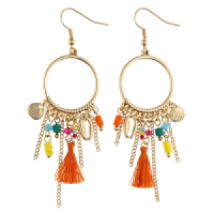 Accessories Ausgefallene Ohrhänger mit Tassel, Muschel-Anhänger und bunten Zierper