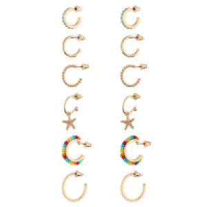 Accessories Ohrschmuck-Set aus Creolen mit Seestern-Anhänger und Strass- und Glass