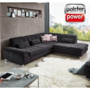 polsterpower Ecksofa - schwarz - Recamiere rechts - verschiedene Ausfü
