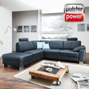polsterpower Ledersofa - dunkelblau - Kombielement links - verschieden