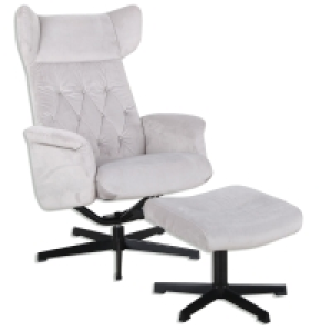 Relaxstuhl mit Hocker - hellgrau - Samtoptik 199.00 €