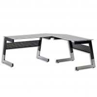 Roller  Eck-Schreibtisch - Metall - Sicherheitsglas
