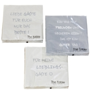 Servietten - grau - sortiert - 17x17 cm