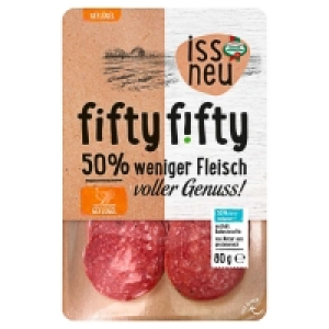 Aldi Süd  ISS NEU fifty f!fty Salami 80 g