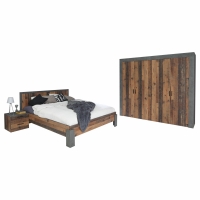 Roller  4-teiliges Schlafzimmer-Set - Old Wood Vintage - dunkelgrau
