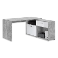 Roller  Winkel-Schreibtisch - Betonoptik-weiß - mit Regal