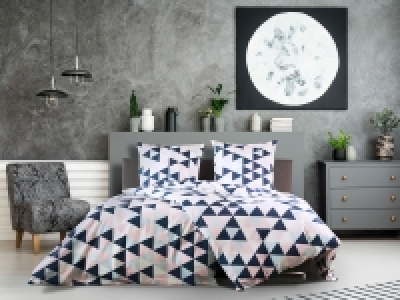 Dobnig Satin Bettwäsche »Dreiecke rose blau«, 135x200 cm oder 155x220  24.99 €