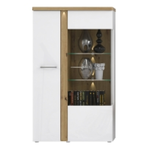 Roller  Highboardvitrine - weiß-Artisan Eiche - 164 cm hoch