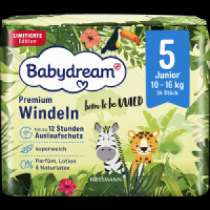 Rossmann Babydream Premium Windeln Gr. 5 Junior 10-16 kg born to be Wild