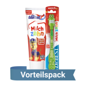 2er-Set aus Odol-med3 Milchzahn Zahnpasta und Dr.BEST Milchzahn Zahnbü 2.49 €