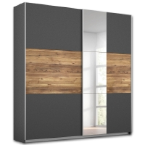 Schwebetürenschrank - grau Metallic - Fichte - 175 cm