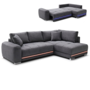 Roller  Ecksofa - anthrazit - Microfaser - LED-Beleuchtung