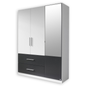 Kleiderschrank - alpinweiß-grau - 136 cm breit