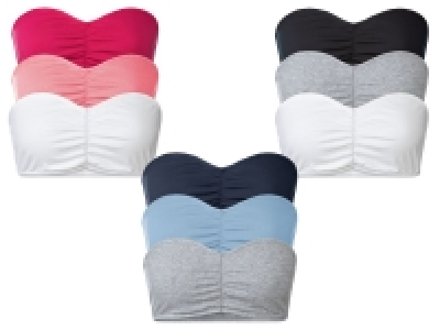 Lidl Esmara esmara Damen Bandeau-Tops, 3 Stück, mit hohem Baumwollanteil