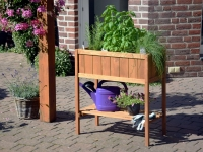 Lidl Dobar dobar Hochbeet mit Ablage, Frühbeet Bausatz, aus Kiefernholz, wetterfe