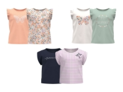 lupilu Kleinkinder Mädchen T-Shirts, 2 Stück, mit Print und Rundhalsau