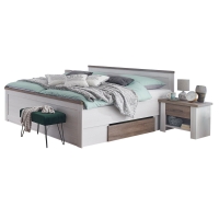 Roller  Bett - Pinie weiß - mit Nachtkonsolen - 180x200 cm