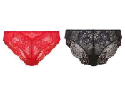 esmara Damen Spitzen Minislips, 2 Stück, leicht transparent, schwarz/r