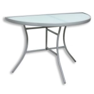 Gardiola Balkontisch - silber - Milchglas - halbrund