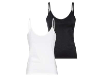 QS by s.Oliver Damen Top, 2 Stück, mit Spaghettiträgern, schwarz/weiß