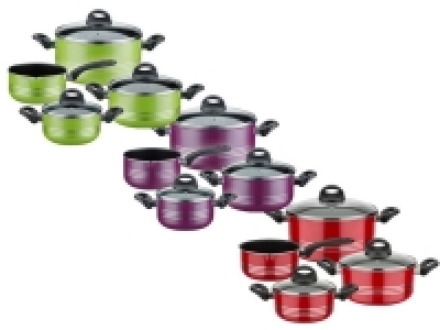 Lidl Gsw GSW Kochtopf-Set »Milano Color«, 7-teilig, gehärtete Leichtmetall-Legi