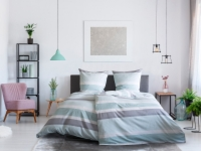 Dobnig Satin Bettwäsche »Querstreifen mint«, 135x200 cm oder 155x220 c