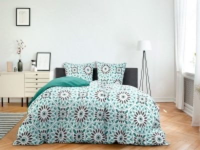 Dobnig Mako-Satin Bettwäsche »Ornamente türkis«, Wendedesign, mit Reiß