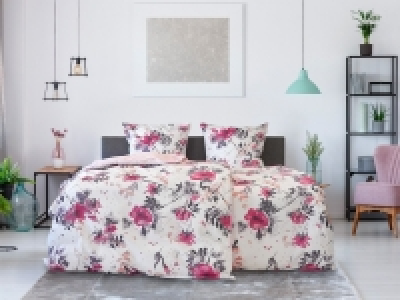 Dobnig Mako-Satin Bettwäsche »Blumen beere«, Wendedesign, mit Reißvers