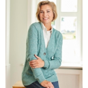 Damen-Ajour-Strickjacke mit Knöpfen in Hornoptik 27.99 €