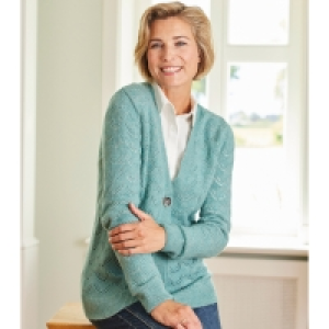 Damen-Ajour-Strickjacke mit Knöpfen in Hornoptik 23.39 €